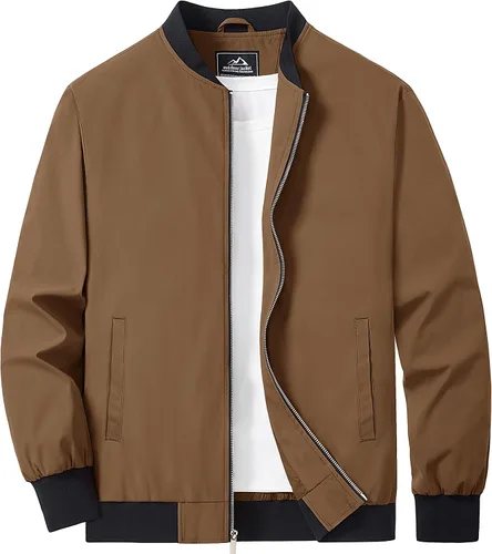 Miniatura 19 de MAGCOMSEN Chaqueta bomber para hombre, ligera, casual, con cremallera, rompevientos, primavera, otoño, abrigo de golf con bolsillos