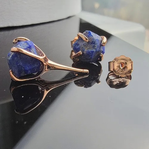 Miniatura 24 de Aretes de piedra preciosa natural en bruto con oro rosa sobre plata de ley 925, 6 a 0.276 in, regalo de piedra de nacimiento de calidad genuina