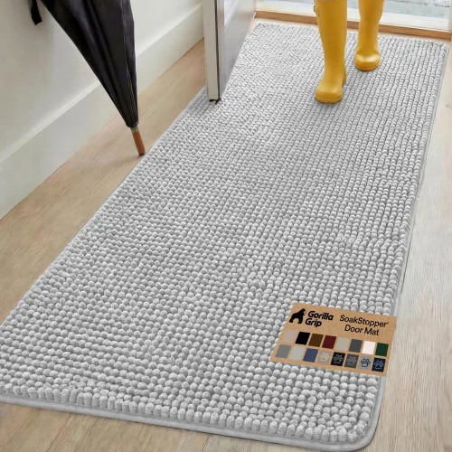 Miniatura 40 de GORILLA GRIP SOAKSTOPPER - Tapete para puerta de perro, 30 x 20 pulgadas, lavable a máquina, absorbente, captura la humedad, barro, suciedad, Negro