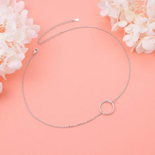Miniatura 6 de Collar de plata esterlina S925, simple, delicada, ajustable de 13 a 16 pulgadas