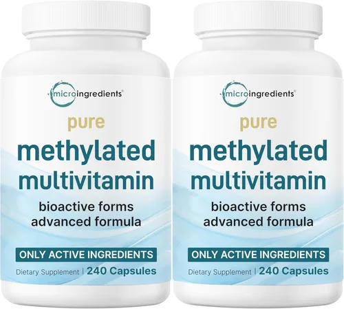 Miniatura 9 de Micro Ingredients Multivitamínico metilado puro, 240 cápsulas Fórmula 19 en 1 con vitaminas C, D, B12, folato, magnesio, zinc y más Apoya