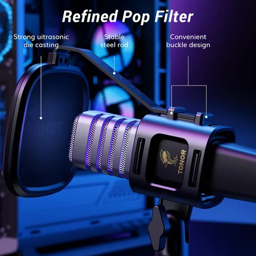 Miniatura 5 de TONOR Micrófono USB para juegos, juego de microfono de transmisión RGB, micrófono de computadora de grabación de podcasts para PS4/5, Discord