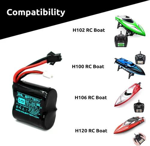 Miniatura 3 de Paquete de 1 batería de iones de litio H100 H102 H106 H120 TKKJ Q2 Q3 7.4v 600mAh para RC Racing Boat Ship