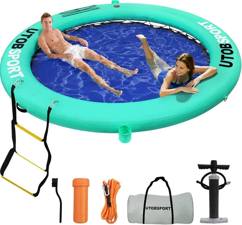 Miniatura 3 de Inflatable Water Hammock Floating Dock 8FT / 10FT Water Floating Island Raft for Lake Boat Pool Ocean Adults Kids, with W/Cupholder & Pump