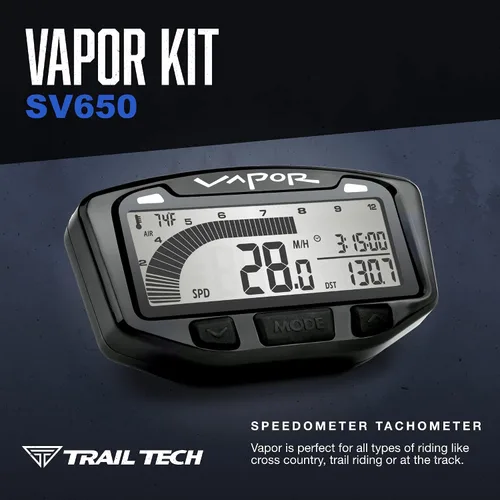 Miniatura 2 de Trail Tech 752-113 Kit de medidor de tacómetro de velocímetro digital de vapor, Suzuki SV650 1999-2017