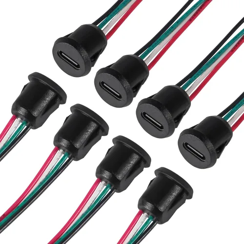Miniatura 9 de 8pcs Bare Board Type-C Female Chassis Waterproof 2P Solder Wire Type USB C Pigtail Cable Extension Power Cable USB-C Plug to 2 Pin Bare Wire Open