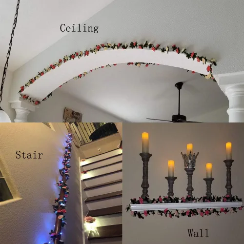 Miniatura 3 de Miracliy - Paquete de 5 guirnaldas de flores de 41 pies, flores artificiales de plástico para decoración de bodas, telón de fondo y cabina de fotos
