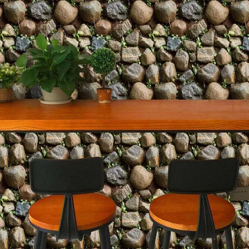 Miniatura 4 de ECYC Ltd Papel tapiz autoadhesivo 3D de piedra sintética de 17.72 x 393.7 pulgadas, para despegar y pegar, calcomanías de pared de bloques de piedra