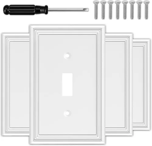 Miniatura 14 de Cubiertas de interruptor de luz blancas decorativas de un solo espacio en blanco para placas de pared, cubiertas de enchufe de placas de interruptor