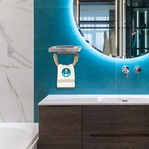 Miniatura 7 de Soporte de papel higiénico de granja, cuerda costera de playa, decoración de baño, toallero de madera rústica, soporte de pared, soporte de rollo