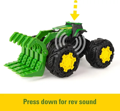 Miniatura 2 de John Deere Monster Treads Rev Up Tractor Toy Tractor Toys - Neumáticos y sonidos estilo camión monstruo - 10 pulgadas - Edades 3 años en adelante