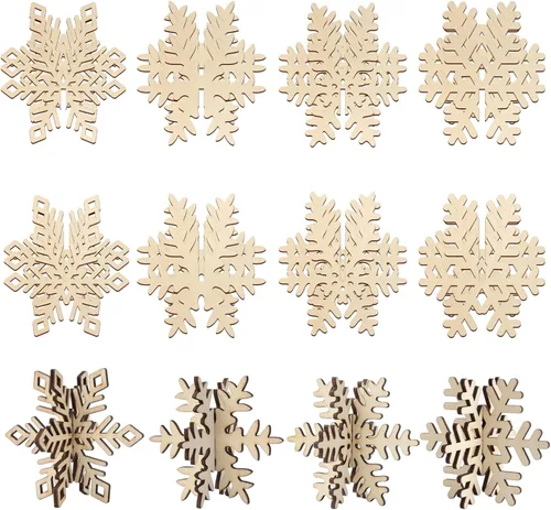 Miniatura 10 de COCHIE Manualidades de madera de primavera de flores 3D para pintar, rebanadas de madera sin terminar pintables para manualidades, recortes