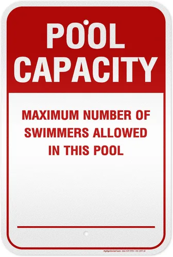 Miniatura 14 de Número máximo de nadadores permitidos en este cartel de piscina, 7 x 10 pulgadas, libre de óxido, aluminio 040, resistente a la decoloración
