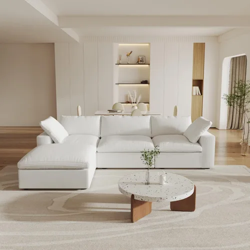 Miniatura 30 de Cloud - Sofá modular convertible de 80.3 pulgadas en forma de L para sala de estar con otomana de almacenamiento, sofás profundos minimalistas