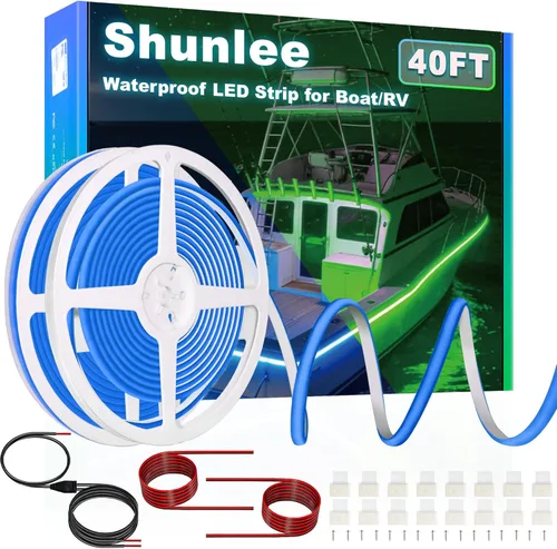 Miniatura 10 de SHUNLEE Luces LED para barco de 40 pies, IP67 COB impermeable, luces LED para pontón, interior de barco para pontón, cubierta, pesca nocturna