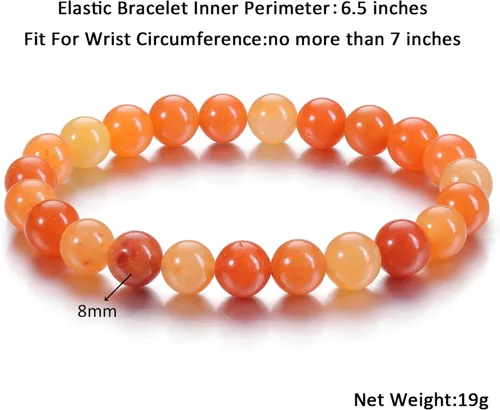 Miniatura 14 de Jovivi Pulsera elástica de cuentas redondas semipreciosas naturales – 0.315 pulgadas hecha a mano con cuentas de piedras preciosas curativas