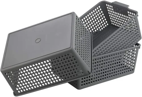 Miniatura 7 de Gloreen Paquete de 3 cestas de almacenamiento de plástico grandes, cesta de almacenamiento multiusos para organizador, color gris