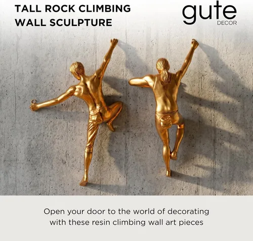 Miniatura 2 de GUTE Figuras altas de escultura de pared de escalada en roca, escultura de decoración de pared (juego de 2) 11.5 pulgadas – hombre y mujer – Maratón