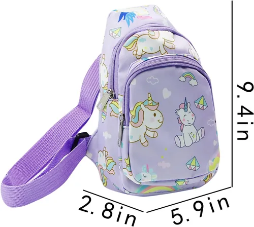 Miniatura 4 de ANKOMINA Bolso bandolera pequeño para niños, lindo bolso cruzado de dibujos animados, bolsa de hombro de unicornio dinosaurio para exteriores