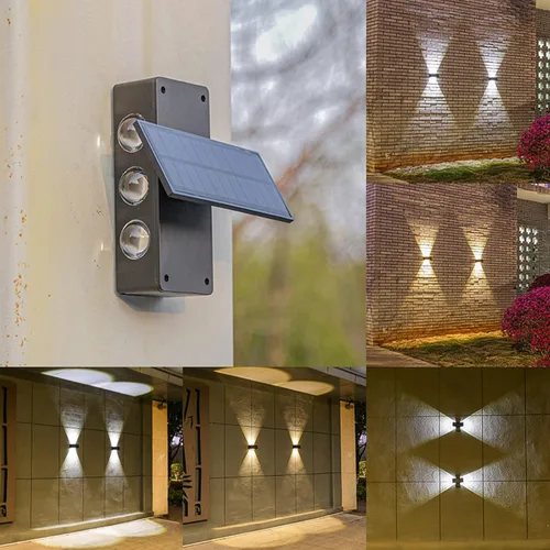 Miniatura 6 de ASLIDECOR Luces solares de pared con 2 modos de luz blanca cálida/blanco frío, iluminación decorativa impermeable para exteriores con panel solar