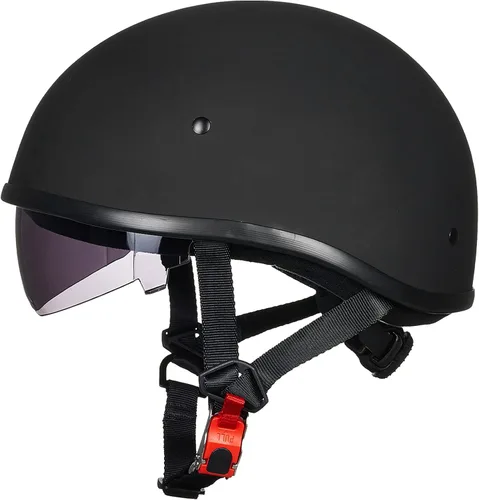 Miniatura 9 de ILM - Casco de motocicleta con protector solar, correa de liberación rápida, media cara, apto para crucero, scooter, DOT aprobado 883V