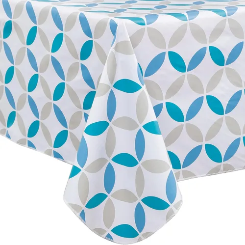Miniatura 37 de Mantel de vinilo resistente con reverso de franela, mantel de plástico impermeable a prueba de aceite, resistente a las manchas, limpiable, cubierta