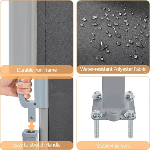 Miniatura 4 de Yaheetech Toldo lateral doble de 236 x 63 pulgadas, toldo lateral retráctil para patio, divisor de privacidad con pantalla de 220g/m² de poliéster