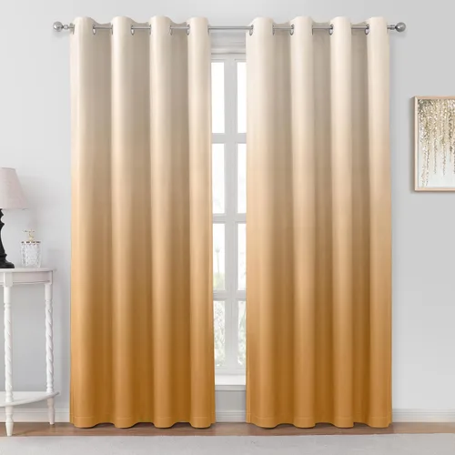 Miniatura 9 de HOMEIDEAS Cortinas Blackout Negras Ombré de 52 x 63 Pulgadas de Largo Degradado Oscurecimiento de Habitación Aislamiento Térmico Ahorro de Energía
