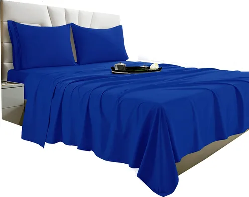 Miniatura 23 de Vacco Juego de sábanas tamaño Queen, sábanas y fundas de almohada de 4 piezas para hotel de lujo de la serie 1800, sábanas ultrasuaves