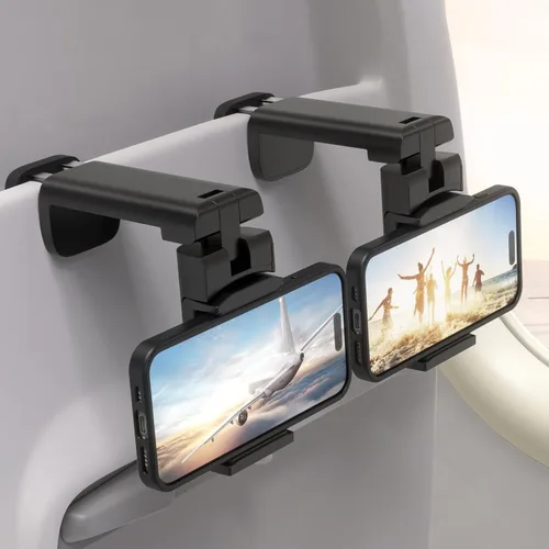 Miniatura 8 de Klearlook - Paquete de 2 soportes universales para teléfono de avión, rotación de 360 grados, soporte de teléfono esencial de viaje para escritorio