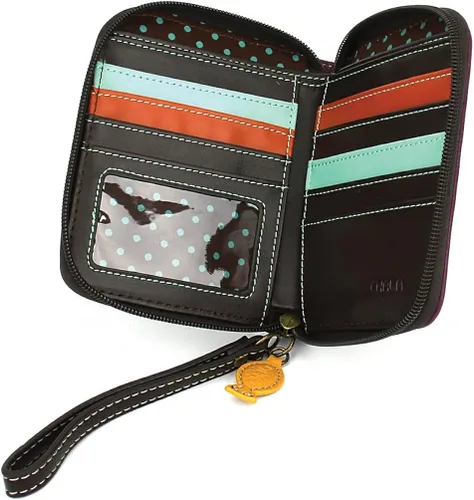Miniatura 3 de CHALA Cartera con cremallera, pulsera, 8 ranuras para tarjetas de crédito, piel sintética resistente