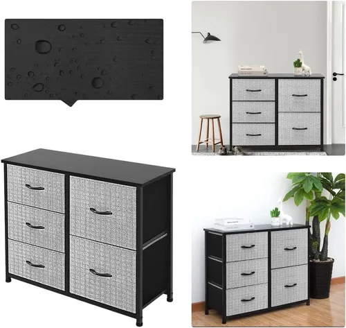 Miniatura 6 de Mueble de almacenamiento para tocador, grande, organizador de pie para dormitorio, oficina, sala de estar y armario, 5 cajones extraíbles de tela