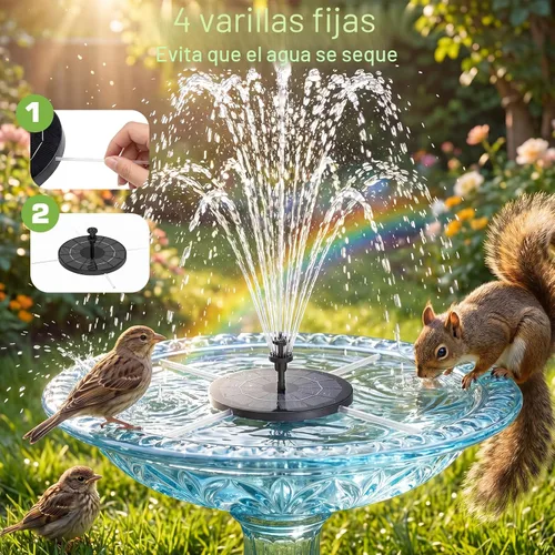 Miniatura 3 de AISITIN Bomba de fuente solar de 3.5 W con batería integrada de 1500 mAh, fuente de baño para pájaros con 6 boquillas, bomba de agua flotante solar