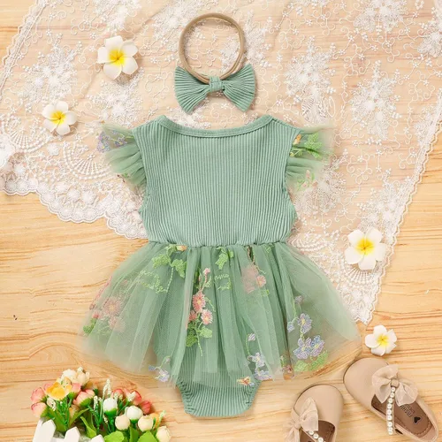 Miniatura 79 de GRNSHTS Traje de bebé niña 1er cumpleaños traje acanalado tul mameluco princesa pastel Smash sesión de fotos ropa + diadema