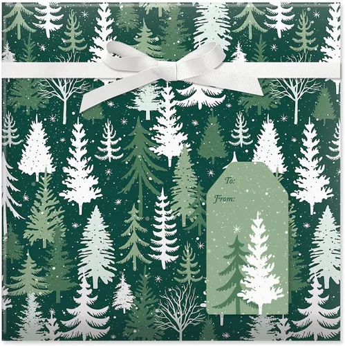 Miniatura 4 de Papel de regalo en rollo navideño de bosque festivo de Current - Rollo de envoltura de regalo jumbo premium de 23 pulgadas x 32 pies, 61 pies Bosque