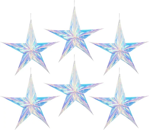 Miniatura 6 de 2 piezas de 30 pulgadas de adorno colgante de techo de forma de candelabro iridescente de papel de aluminio transparente, adornos decorativos