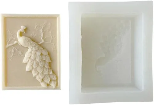 Miniatura 2 de Molde de silicona para jabón, molde para velas, diseño de pavo real, molde de cera de resina para manualidades Pavo real individual