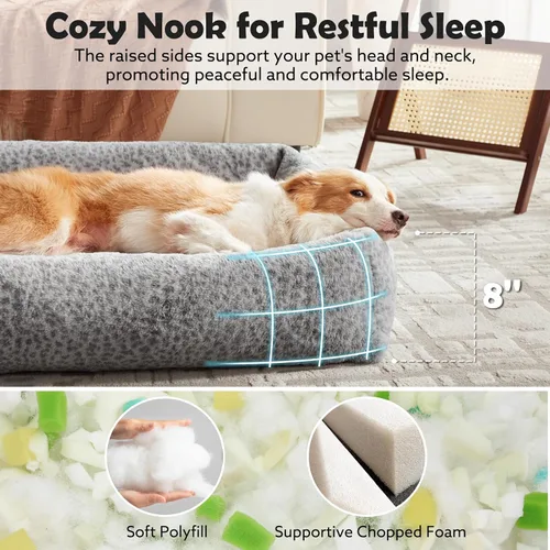 Miniatura 2 de JOEJOY Cama para perro de tamaño mediano, lavable ortopédica de forro polar de pana suave de alta calidad con funda extraíble de cremallera, bonita