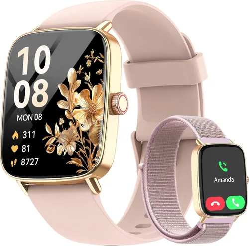 Reloj inteligente para mujer, reloj inteligente HD de 1.85 pulgadas, compatible con iPhone/Samsung/Android (respuesta/hacer llamadas), más de 100