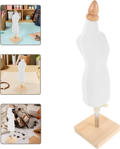 Miniatura 9 de Sewing Mannequin Dress Form with Wooden Adjustable Stand for Beginners Fashion Design and Doll Clothes Making Practice