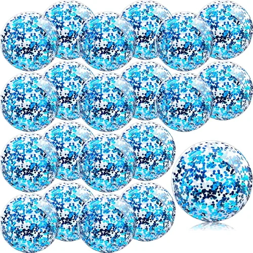 Zhanmai 20 Piezas mini bolas de playa con purpurina de 8 pulgadas a granel, inflables transparentes para piscina, pelota de playa para fiestas de