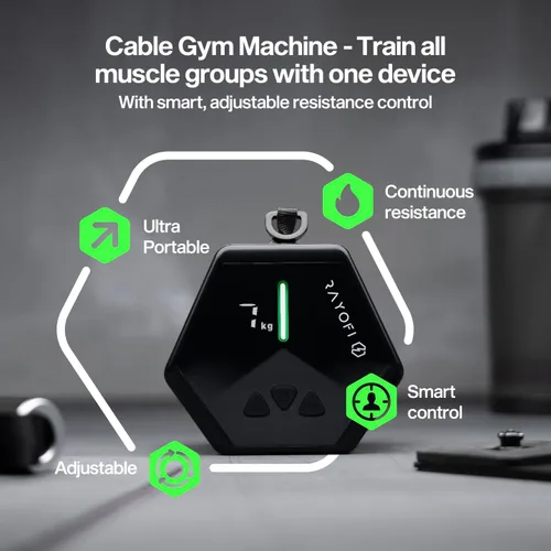 Miniatura 5 de Rayofi Go-Tone - Máquina de gimnasio portátil, pantalla LCD inteligente, 1.5 lbs, resistencia ajustable de 3 a 66.1 lbs, recargable por USB-C