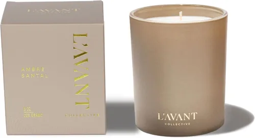 L'AVANT Collective Ambre Santal - Vela perfumada de lujo, cera de soja y coco, no tóxica, 40 horas de tiempo de combustión, vela para decoración del