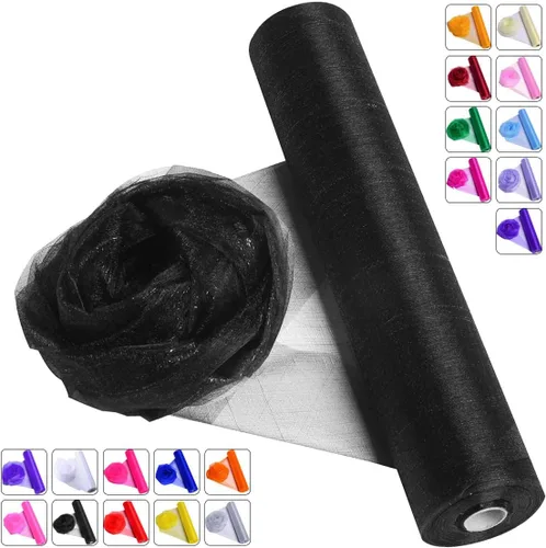 Tela de Organza de Cristal Tul - 16" por 50 Yardas Tela Transparente para Decoración de Fiestas de Boda Despedida de Soltera Tutú Rollo de Malla