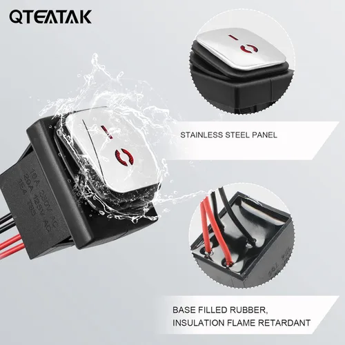 Miniatura 3 de interruptores DPST AC/DC 20A-125V, 16A-250V, 30A-24V, 35A-12V, IP66 impermeable encendido-apagado, relleno de pegamento impermeable, interruptor
