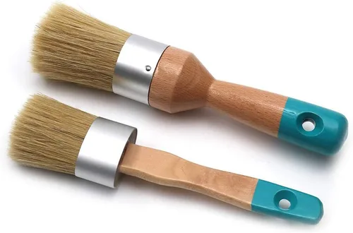 Miniatura 2 de MAXMAN Pincel de tiza para muebles, 2 piezas, cepillo de ceras, cerdas naturales, compatible con todo tipo de pinturas de tiza, plantillas y cera