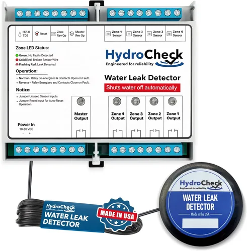 Sistema de Apagado Automático de Agua HydroCheck - Dispositivo Inteligente de Detección de Fugas - Alarma de Sensor de Humedad Comercial - Carga de