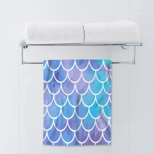 Miniatura 2 de AOYEGO Toallas de baño de sirena azul aguamarina, estilo retro, con escamas de peces marinos, sirena, lentejuelas, toallas de mano para cocina