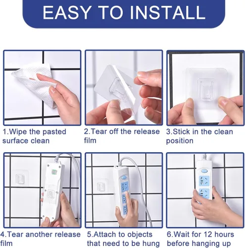 Miniatura 3 de Ganchos de pared adhesivos de doble cara, 20 pares de ganchos de pared autoadhesivos para colgar colgadores de fotos para colgar colgar fotos, baño