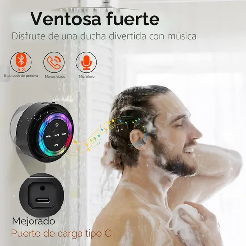 Miniatura 3 de XLEADER Altavoz de ducha profesional (actualizado) con certificación IPX7 resistente al agua, altavoz Bluetooth, sonido de cristal de 8 W y graves